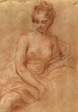  Scuola francese del secolo XVIII : Nudo di giovane donna con drappeggio.  - Auction Graphics & Books - Libreria Antiquaria Gonnelli - Casa d'Aste - Gonnelli Casa d'Aste