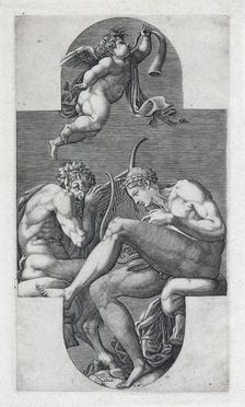  Giorgio Ghisi  (Mantova,, 1520 - 1582) : Apollo e Pan.  - Asta Grafica & Libri - Libreria Antiquaria Gonnelli - Casa d'Aste - Gonnelli Casa d'Aste