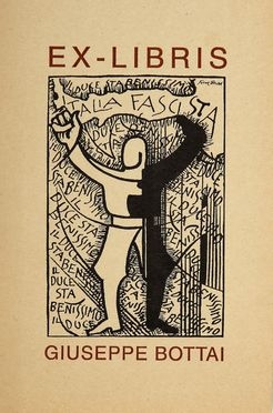  Giacomo Balla  (Torino, 1871 - Roma, 1958) : Ex libris Giuseppe Bottai.  - Auction Graphics & Books - Libreria Antiquaria Gonnelli - Casa d'Aste - Gonnelli Casa d'Aste