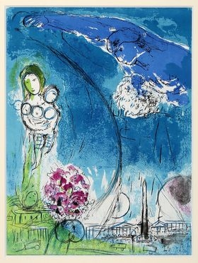  Marc Chagall  (Vitebsk, 1887 - St. Paul de  Vence, 1985) : Place de la concorde.  - Auction Graphics & Books - Libreria Antiquaria Gonnelli - Casa d'Aste - Gonnelli Casa d'Aste