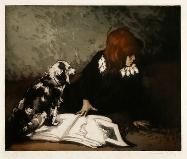  Manuel Robbe  (Parigi, 1872 - 1936) : L'enfant au chien.  - Asta Grafica & Libri - Libreria Antiquaria Gonnelli - Casa d'Aste - Gonnelli Casa d'Aste