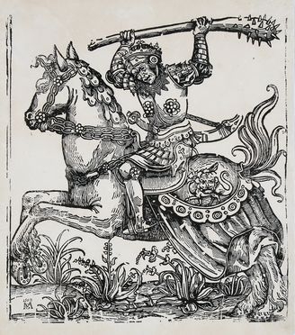  Matthias Gerung  (Nrdlingen, 1500 - Lauingen, 1570) : Cavaliere con mazza chiodata.  - Asta Grafica & Libri - Libreria Antiquaria Gonnelli - Casa d'Aste - Gonnelli Casa d'Aste
