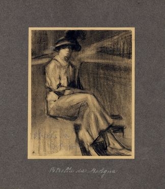  Vittorio Petrella da Bologna  (Bologna, 1886 - Venezia, 1951) : Figura femminile seduta con cappello.  - Auction Graphics & Books - Libreria Antiquaria Gonnelli - Casa d'Aste - Gonnelli Casa d'Aste