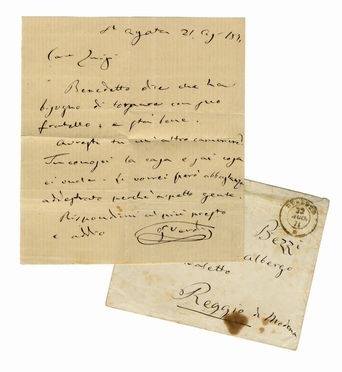  Verdi Giuseppe : Breve lettera autografa firmata inviata a Luigi Bezzi.  - Asta Grafica & Libri - Libreria Antiquaria Gonnelli - Casa d'Aste - Gonnelli Casa d'Aste