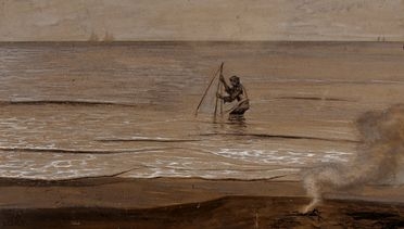  Guglielmo Amedeo Lori  (Pisa, 1869 - Viareggio, 1913) : Pescatore di arselle in riva al mare.  - Asta Grafica & Libri - Libreria Antiquaria Gonnelli - Casa d'Aste - Gonnelli Casa d'Aste