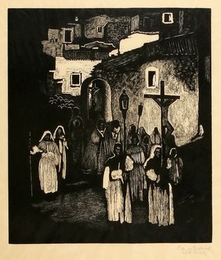  Giuseppe Biasi  (Sassari, 1885 - Adorno Micca, 1945) : Processione.  - Asta Grafica & Libri - Libreria Antiquaria Gonnelli - Casa d'Aste - Gonnelli Casa d'Aste