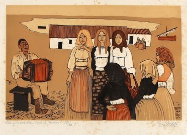  Giuseppe Biasi  (Sassari, 1885 - Adorno Micca, 1945) : Ballo presso uno stagno.  - Auction Graphics & Books - Libreria Antiquaria Gonnelli - Casa d'Aste - Gonnelli Casa d'Aste
