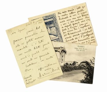  Moretti Marino : 1 lettera e 2 cartoline autografe firmate inviate a Giuseppe Ernesto Nuccio.  - Asta Grafica & Libri - Libreria Antiquaria Gonnelli - Casa d'Aste - Gonnelli Casa d'Aste