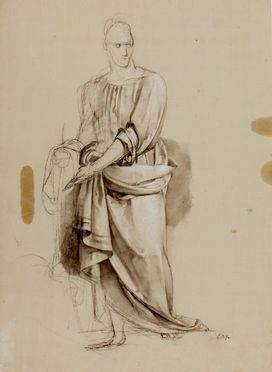  Eugenio Bosa  (Venezia, 1807 - 1875) : Figura maschile panneggiata.  - Asta Grafica & Libri - Libreria Antiquaria Gonnelli - Casa d'Aste - Gonnelli Casa d'Aste