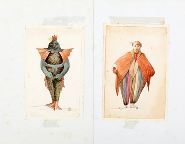  Anonimo francese del XVIII secolo : Due costumi per una festa in maschera.  - Auction Graphics & Books - Libreria Antiquaria Gonnelli - Casa d'Aste - Gonnelli Casa d'Aste