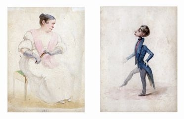  Anonimo del XIX secolo : Due caricature di personaggi.  - Auction Graphics & Books - Libreria Antiquaria Gonnelli - Casa d'Aste - Gonnelli Casa d'Aste