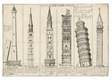 Giuseppe Maria Mitelli  (Bologna, 1634 - 1718) : Sette torri famose d'Italia.  - Auction Graphics & Books - Libreria Antiquaria Gonnelli - Casa d'Aste - Gonnelli Casa d'Aste