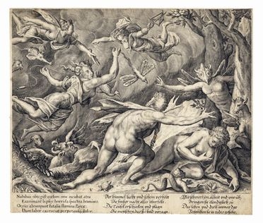  Raphael Custos  (Augsburg, 1590 - 1664) [attribuito a] : Ercole (?) perseguitato da demoni.  - Asta Grafica & Libri - Libreria Antiquaria Gonnelli - Casa d'Aste - Gonnelli Casa d'Aste