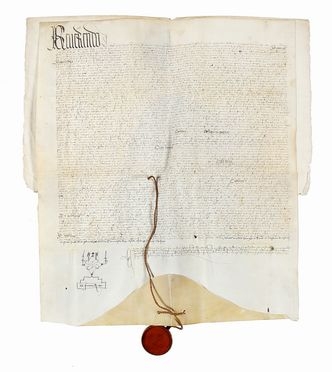 Documento pergamenaceo con sigillo.  - Asta Grafica & Libri - Libreria Antiquaria Gonnelli - Casa d'Aste - Gonnelli Casa d'Aste