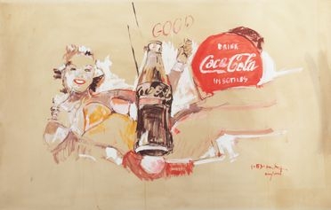  Anonimo del XX secolo : Bozzetto pubblicitario per la Coca Cola.  - Asta Grafica & Libri - Libreria Antiquaria Gonnelli - Casa d'Aste - Gonnelli Casa d'Aste