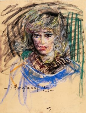  Guido Borgianni  (New York, 1915 - Firenze, 1995) : Ritratto femminile.  - Auction Graphics & Books - Libreria Antiquaria Gonnelli - Casa d'Aste - Gonnelli Casa d'Aste