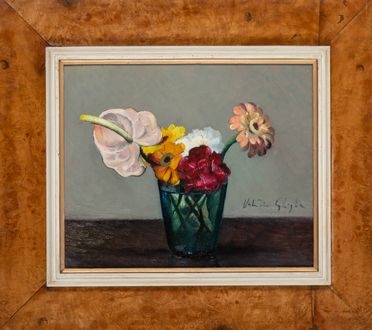  Valentino Ghiglia  (Maiano di Fiesole, 1903 - Firenze, 1960) : Natura morta con vaso di fiore.  - Auction Graphics & Books - Libreria Antiquaria Gonnelli - Casa d'Aste - Gonnelli Casa d'Aste