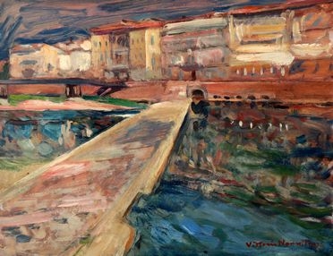  Vittorio Nomellini  (Genova, 1901 - Firenze, 1965) : Ponte d'Arno.  - Asta Grafica & Libri - Libreria Antiquaria Gonnelli - Casa d'Aste - Gonnelli Casa d'Aste