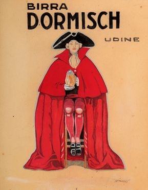  Achille Luciano Mauzan  (Gap, 1883 - 1952) [attribuito a] : Birra Dormisch Udine.  - Auction Graphics & Books - Libreria Antiquaria Gonnelli - Casa d'Aste - Gonnelli Casa d'Aste