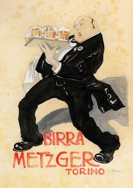  Filiberto Mateldi  (Roma, 1885 - Milano, 1942) [attribuito a] : Birra Metzger Udine.  - Asta Grafica & Libri - Libreria Antiquaria Gonnelli - Casa d'Aste - Gonnelli Casa d'Aste