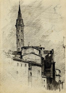  Pietro Annigoni  (Milano, 1910 - Firenze, 1988) : Scorcio fiorentino.  - Auction Graphics & Books - Libreria Antiquaria Gonnelli - Casa d'Aste - Gonnelli Casa d'Aste