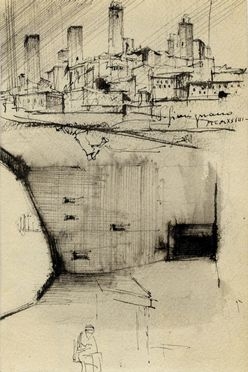  Pietro Annigoni  (Milano, 1910 - Firenze, 1988) : San Gimignano.  - Asta Grafica & Libri - Libreria Antiquaria Gonnelli - Casa d'Aste - Gonnelli Casa d'Aste