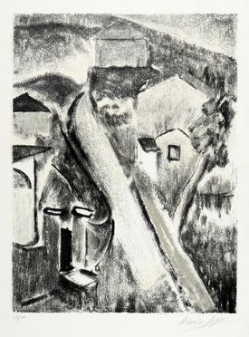  Ardengo Soffici  (Rignano sull'Arno (Firenze), 1879 - Forte dei Marmi (Lucca), 1964) : Strada di Poggiali.  - Auction Graphics & Books - Libreria Antiquaria Gonnelli - Casa d'Aste - Gonnelli Casa d'Aste