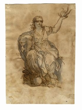  Giovanni Battista Lenardi  (Roma, 1656 - 1704) : Figura allegorica bendata con fiamma nella mano sinistra.  - Asta Grafica & Libri - Libreria Antiquaria Gonnelli - Casa d'Aste - Gonnelli Casa d'Aste