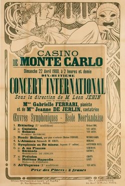  Alphonse Mucha  (Ivan?ice, 1860 - Praga, 1939) : Casino de Monte Carlo [...] dix-huitime Concert International.  - Auction Graphics & Books - Libreria Antiquaria Gonnelli - Casa d'Aste - Gonnelli Casa d'Aste