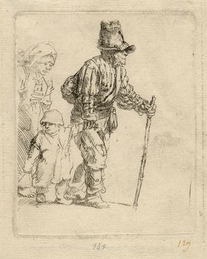  Rembrandt Harmenszoon van Rijn  (Leida,, 1606 - Amsterdam,, 1669) : Famiglia di contadini in cammino.  - Auction Graphics & Books - Libreria Antiquaria Gonnelli - Casa d'Aste - Gonnelli Casa d'Aste