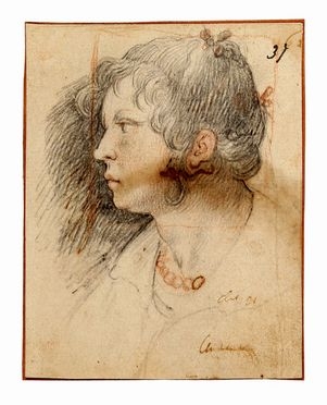  Dirck Barendsz  (Amsterdam, 1532 - 1592) [attribuito a] : Testa femminile di profilo volta a sinistra.  - Auction Graphics & Books - Libreria Antiquaria Gonnelli - Casa d'Aste - Gonnelli Casa d'Aste