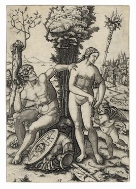  Marcantonio Raimondi  (Molinella,, 1480 - Bologna,, 1534) : Marte, Venere e Cupido.  - Asta Grafica & Libri - Libreria Antiquaria Gonnelli - Casa d'Aste - Gonnelli Casa d'Aste