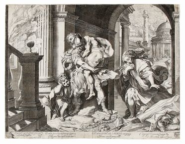  Agostino Carracci  (Bologna, 1557 - Parma, 1602) : Enea in fuga da Troia.  - Asta Grafica & Libri - Libreria Antiquaria Gonnelli - Casa d'Aste - Gonnelli Casa d'Aste