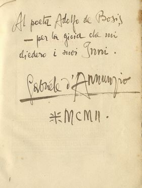  D'Annunzio Gabriele : Dedica autografa su libro Francesca da Rimini.  - Asta Grafica & Libri - Libreria Antiquaria Gonnelli - Casa d'Aste - Gonnelli Casa d'Aste