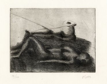  Henry Moore  (Castleford, 1898 - Much Hadham, 1986) : Due nudi reclinati.  - Auction Graphics & Books - Libreria Antiquaria Gonnelli - Casa d'Aste - Gonnelli Casa d'Aste