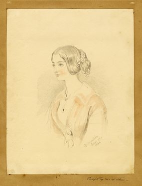  Daniel Maclise  (Cork, 1806 - Chelsea, 1870) : Ritratto femminile.  - Asta Grafica & Libri - Libreria Antiquaria Gonnelli - Casa d'Aste - Gonnelli Casa d'Aste