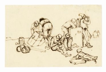  Anonimo del XIX secolo : Scaricatori sulla banchina di un porto.  - Auction Graphics & Books - Libreria Antiquaria Gonnelli - Casa d'Aste - Gonnelli Casa d'Aste