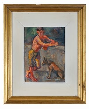  Emilio Notte  (Ceglie Massapica, 1891 - Napoli, 1982) : Bambino e cane.  - Auction Graphics & Books - Libreria Antiquaria Gonnelli - Casa d'Aste - Gonnelli Casa d'Aste