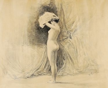  Fabio Fabbi  (Bologna, 1861 - Casalecchio di Reno, 1945) : Donna che si spoglia.  - Asta Grafica & Libri - Libreria Antiquaria Gonnelli - Casa d'Aste - Gonnelli Casa d'Aste