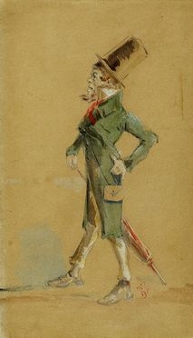  Telemaco Signorini  (Firenze, 1835 - 1901) : Autoritratto caricaturale.  - Asta Grafica & Libri - Libreria Antiquaria Gonnelli - Casa d'Aste - Gonnelli Casa d'Aste