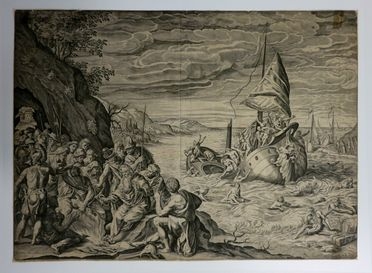  Dirck Barendsz  (Amsterdam, 1532 - 1592) [da] : Il naufragio di San Paolo a Malta.  - Asta Grafica & Libri - Libreria Antiquaria Gonnelli - Casa d'Aste - Gonnelli Casa d'Aste