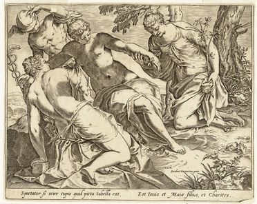  Agostino Carracci  (Bologna, 1557 - Parma, 1602) : Mercurio e le tre Grazie.  - Asta Grafica & Libri - Libreria Antiquaria Gonnelli - Casa d'Aste - Gonnelli Casa d'Aste