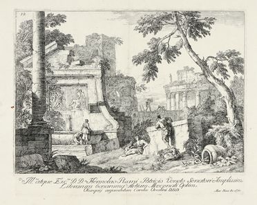  Marco Ricci  (Belluno, 1676 - Venezia, 1730) : Paesaggio con rovine e fontana.  - Auction Graphics & Books - Libreria Antiquaria Gonnelli - Casa d'Aste - Gonnelli Casa d'Aste