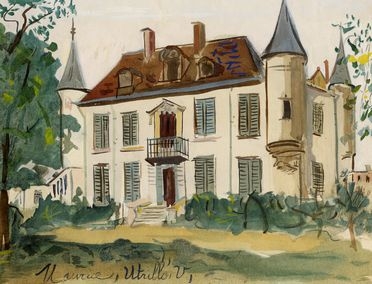  Maurice Utrillo  (Parigi, 1883 - 1955) [attribuito a] : Veduta di villa.  - Asta Grafica & Libri - Libreria Antiquaria Gonnelli - Casa d'Aste - Gonnelli Casa d'Aste