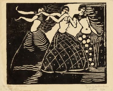  Gino Carlo Sensani  (San Casciano dei Bagni, 1888 - Roma, 1947) : Danzatrici indiane.  - Auction Graphics & Books - Libreria Antiquaria Gonnelli - Casa d'Aste - Gonnelli Casa d'Aste
