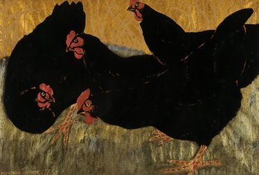  Georges Manzana-Pissarro  (Louveciennes, 1871 - 1961) : Quatre poules noires.  - Asta Grafica & Libri - Libreria Antiquaria Gonnelli - Casa d'Aste - Gonnelli Casa d'Aste