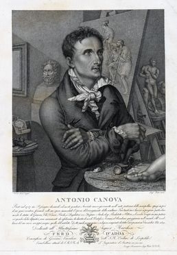  Luigi Rados  (Parma, 1773 - Milano, 1840) : Ritratto di Antonio Canova.  - Auction Graphics & Books - Libreria Antiquaria Gonnelli - Casa d'Aste - Gonnelli Casa d'Aste
