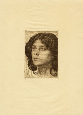  Sigmund Lipinsky  (Graudenz, 1873 - Roma, 1940) : Ritratto di ragazza dai capelli lunghi.  - Asta Grafica & Libri - Libreria Antiquaria Gonnelli - Casa d'Aste - Gonnelli Casa d'Aste