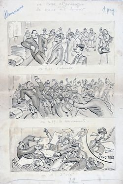  Giuseppe Novello  (Codogno, 1897 - 1988) : La corsa al pomeriggio ovvero la sirena del luned.  - Auction Graphics & Books - Libreria Antiquaria Gonnelli - Casa d'Aste - Gonnelli Casa d'Aste