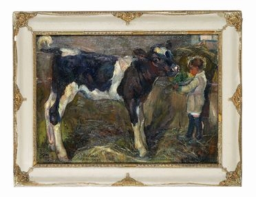  Giuseppe Rivaroli  (Cremona, 1885 - Roma, 1943) : Bambino con vitello.  - Auction Graphics & Books - Libreria Antiquaria Gonnelli - Casa d'Aste - Gonnelli Casa d'Aste